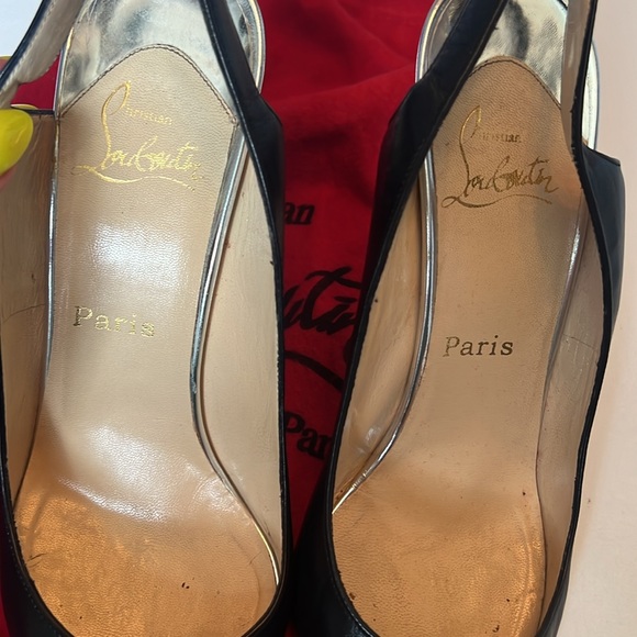 Christian louboutin 100 black and silver leather slingbacks sz38 - Picture 3 of 9